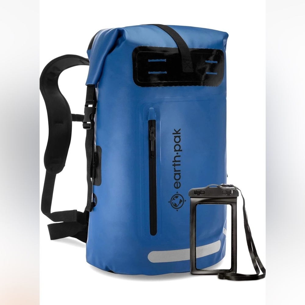 Earth Pak Waterproof Backpack blue Heavy Duty Roll-Top 85L